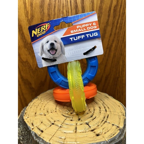 Nerf TUFF TUG 3 Ring Tug‎ Blue/Green/Orange Dog Toy, Puppy & Small Dog NEW - Picture 1 of 4